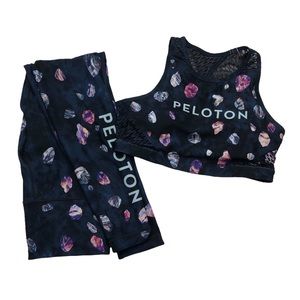 Peleton 2 Pc. Set- Sports Bra and Legging, Navy, Size Medium